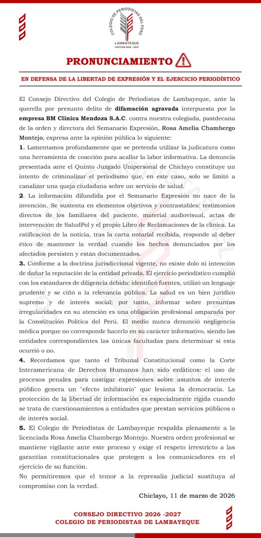 En defensa de la libertad de expresión y el ejercicio periodístico.